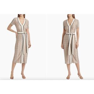 Ramy Brook Ronda Striped Knit Tie-Waist Midi-Dress Size XS $595
